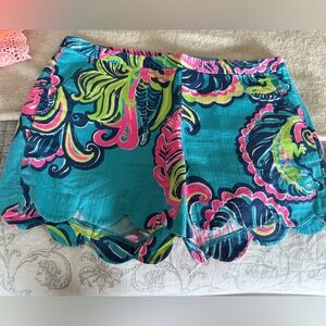 Lilly Pulitzer High Waist Floral Shorts - Blue, Pink, Green